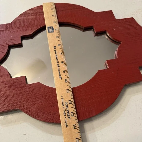Wall Mirror Quatrefoil Moroccan‎ Style Red Wooden23 X 13.5